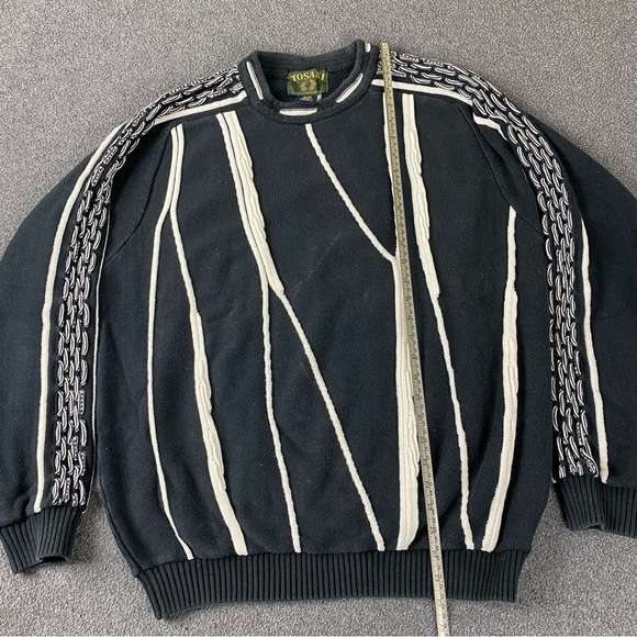 Vintage Tosani Made In Canada Black White Knit Sweater Pullover Men’s Size XL - Picture 14 of 15